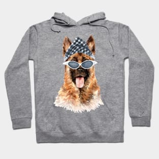 German shepherd plaid scarf hand drawn Hoodie